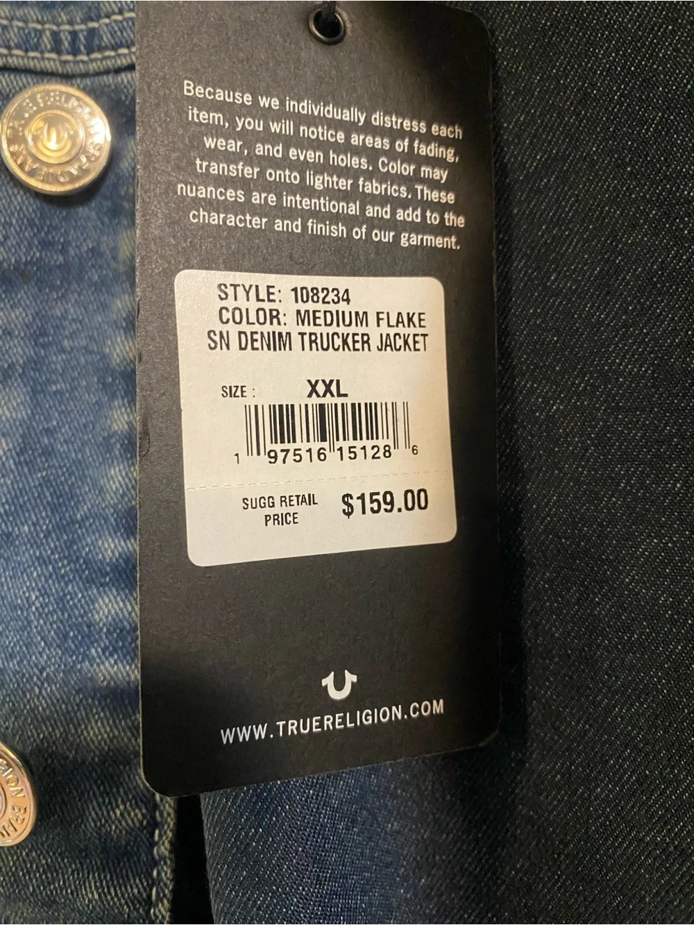 True Religion Men's Medium Blue Denim Jacket